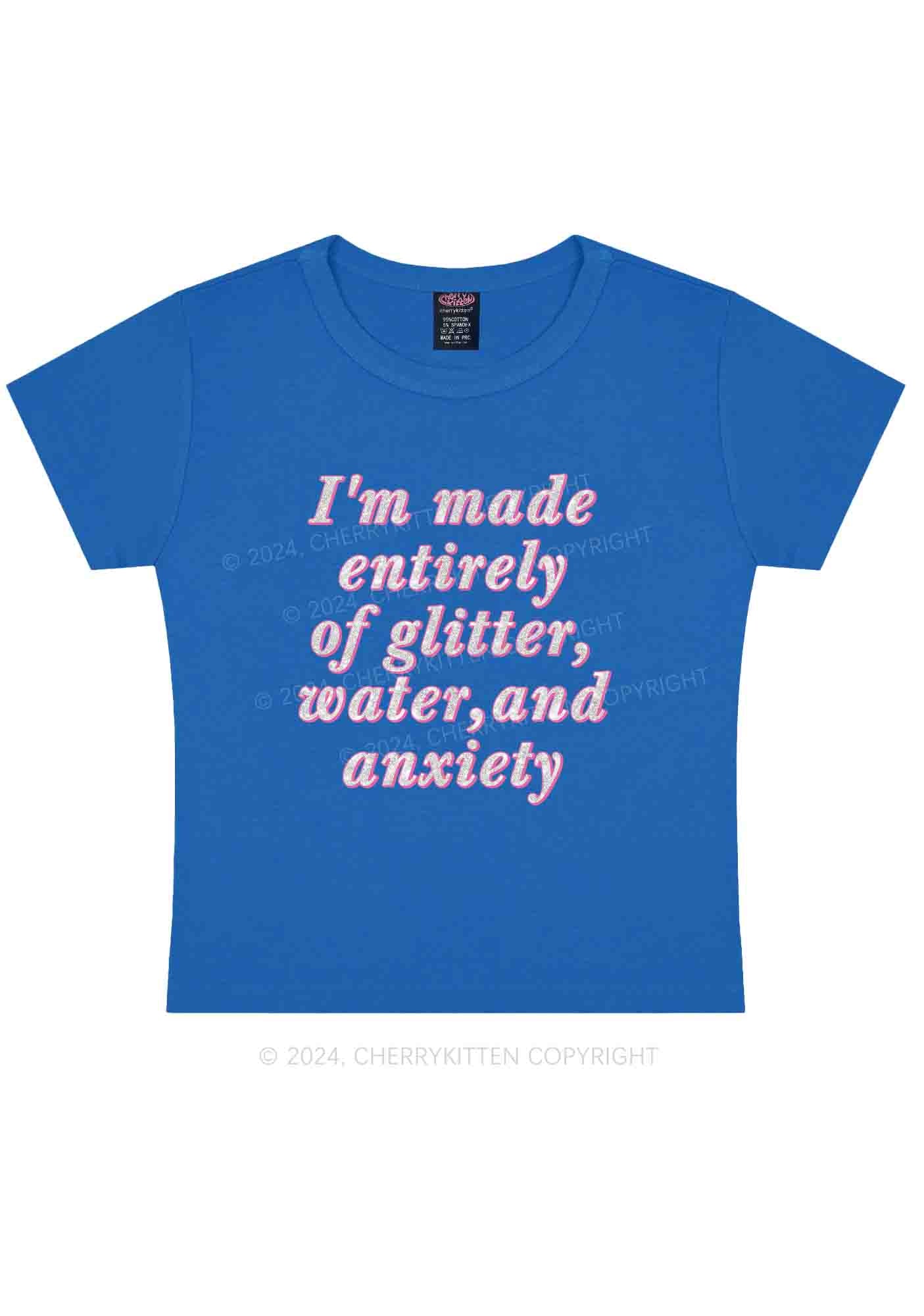 Glitter Water And Anxiety Y2K Baby Tee Cherrykitten