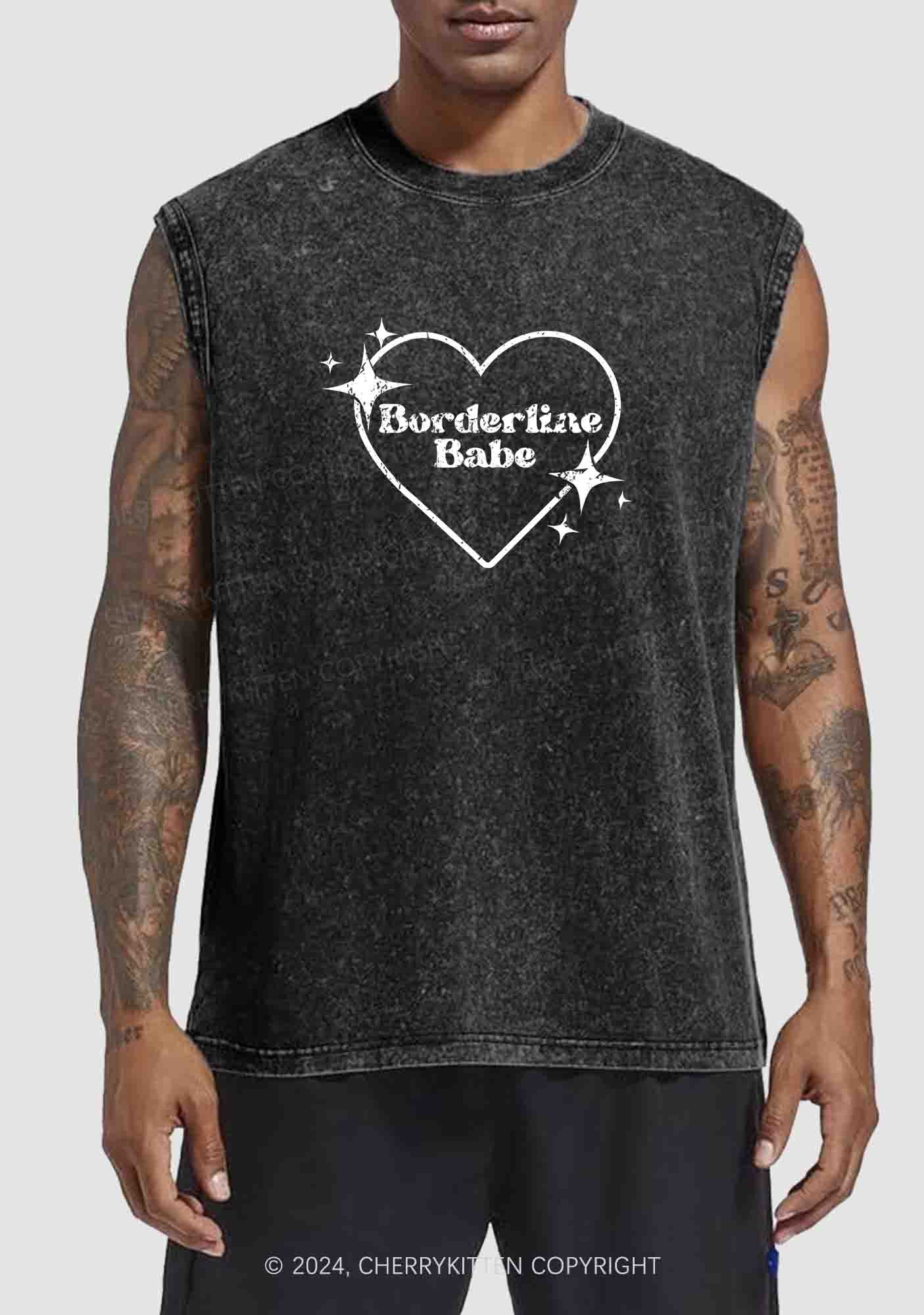 Borderline Personality Babe Y2K Washed Tank Cherrykitten