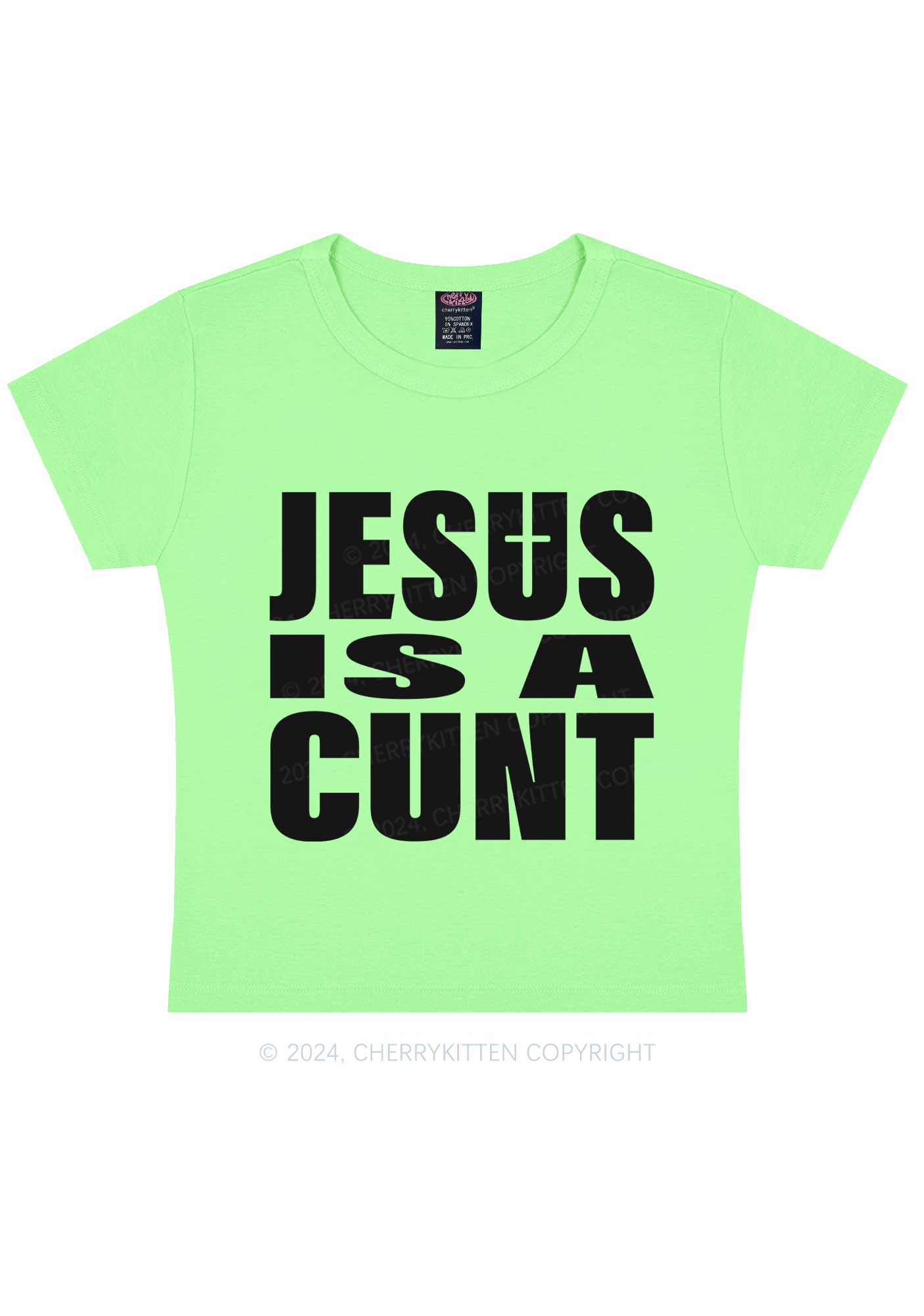 Jesus Is A Cxxt Y2K Baby Tee Cherrykitten