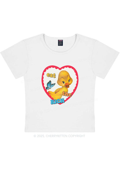 Eat The Rich Duck Y2K Baby Tee Cherrykitten