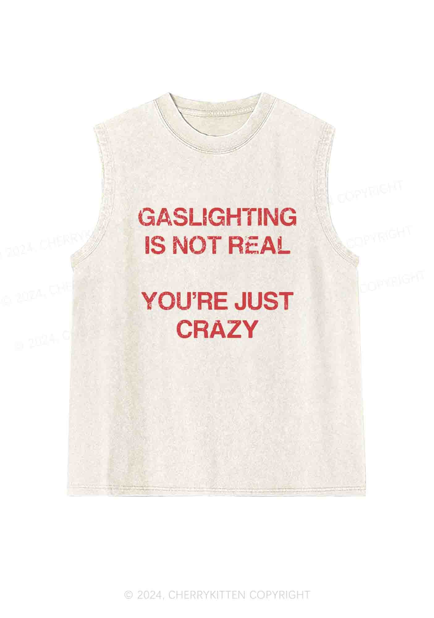 Gaslighting Not Real Y2K Washed Tank Cherrykitten