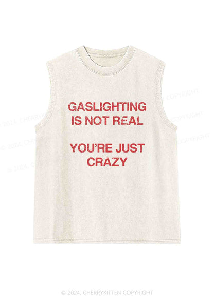 Gaslighting Not Real Y2K Washed Tank Cherrykitten