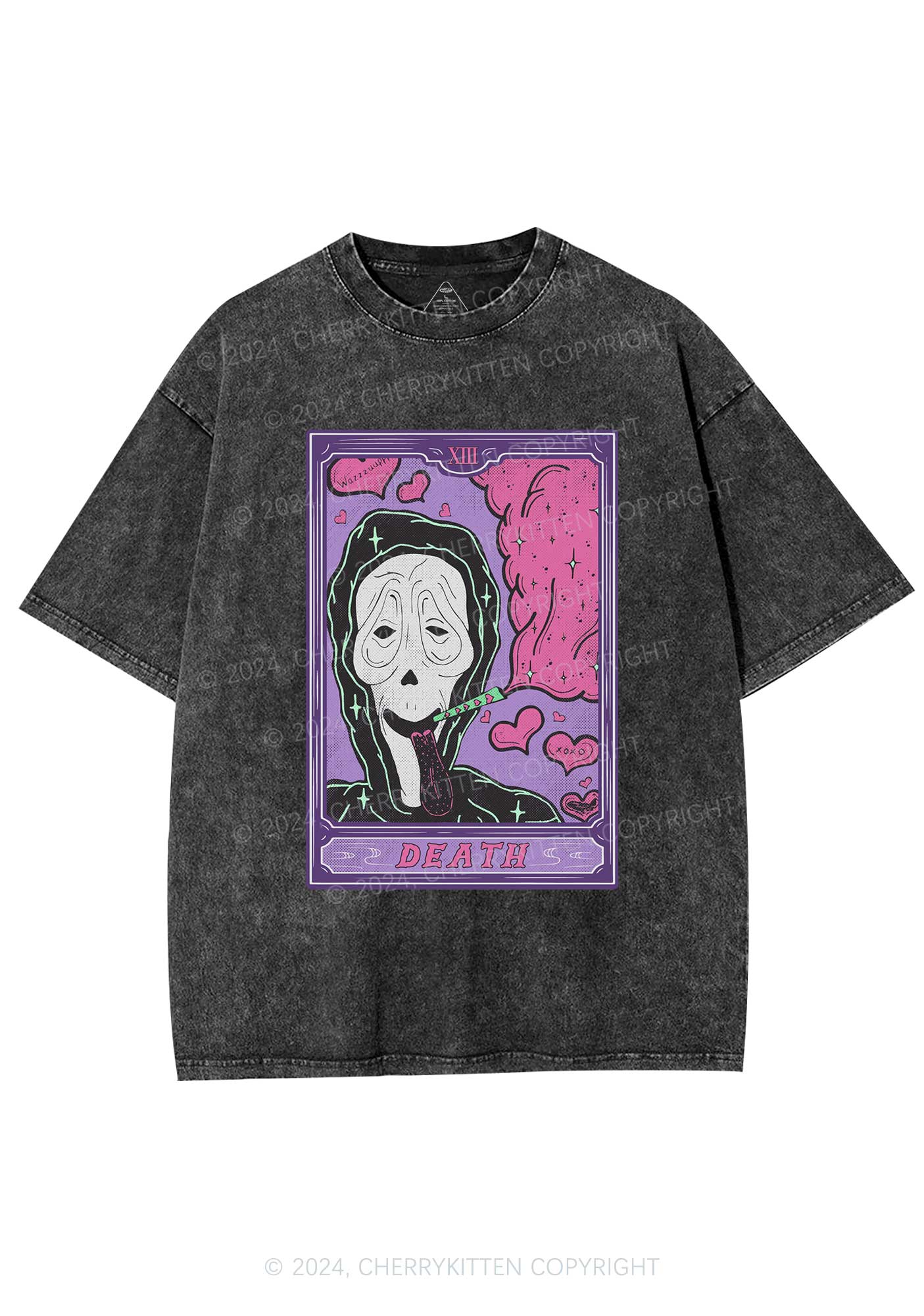 Halloween Death Smoking Y2K Washed Tee Cherrykitten