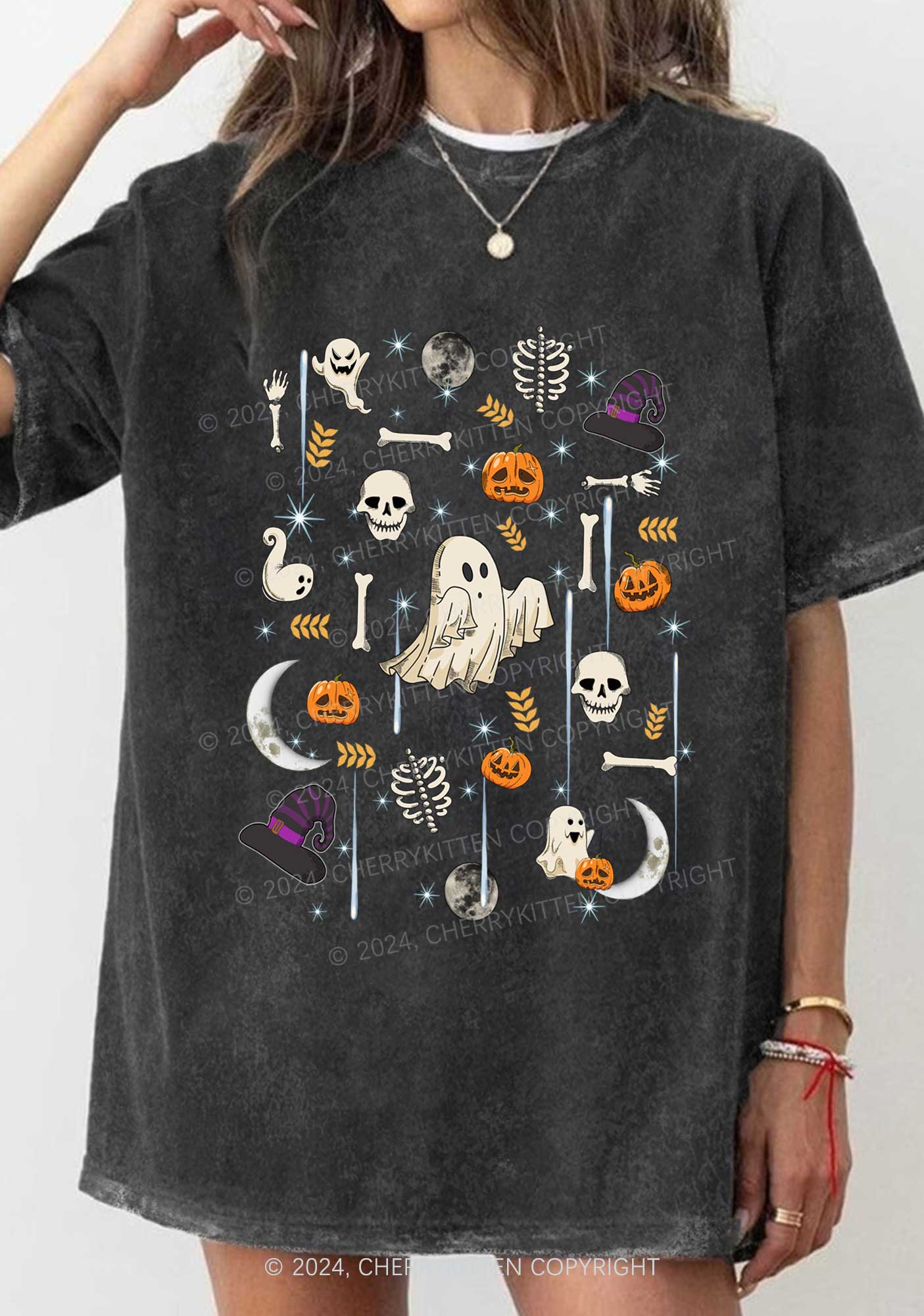 Halloween Elements Y2K Washed Tee Cherrykitten