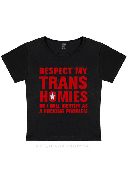 Respect My Trans Homies Y2K Baby Tee Cherrykitten