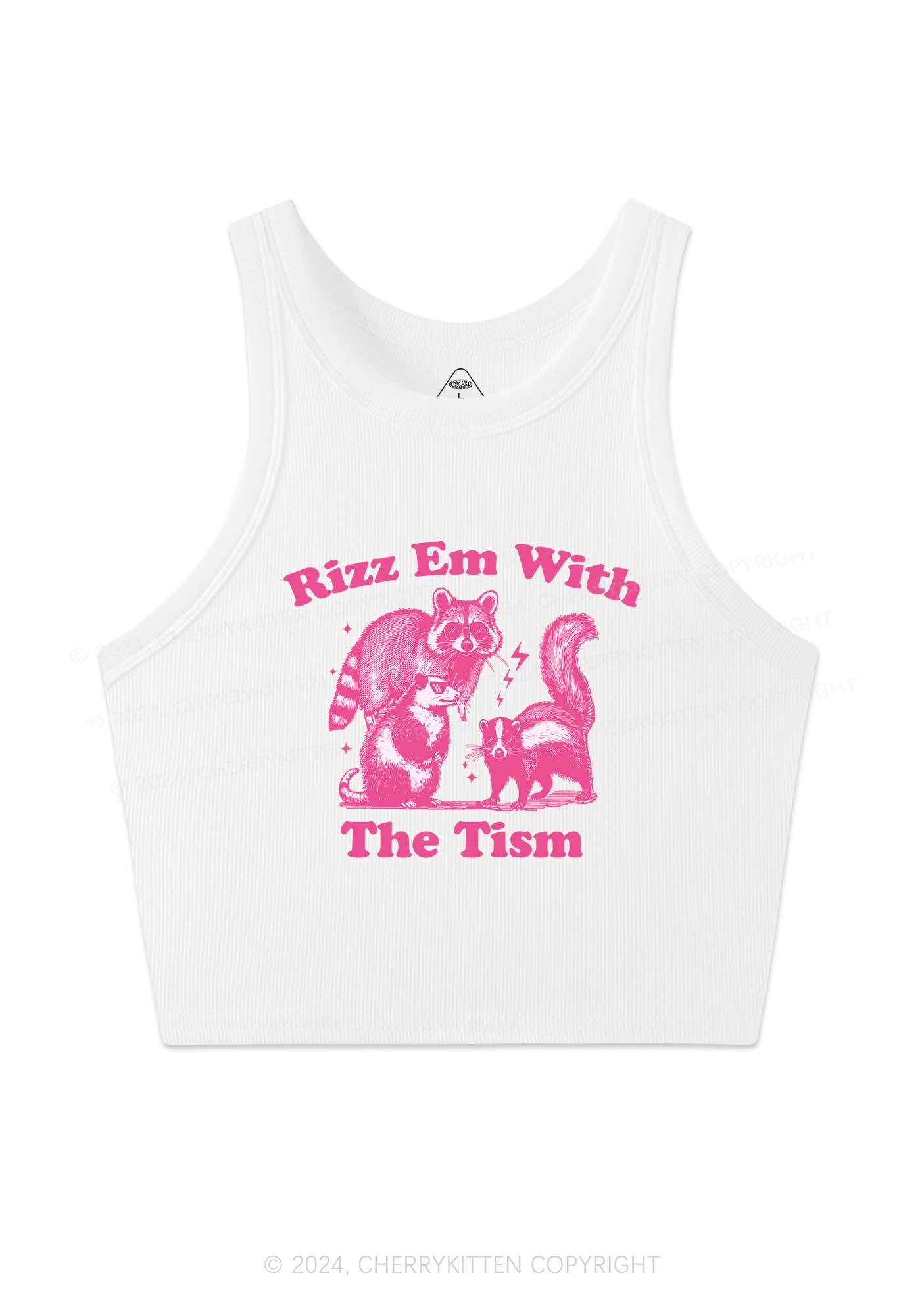 Rizz Em The Tism Y2K Crop Tank Top Cherrykitten