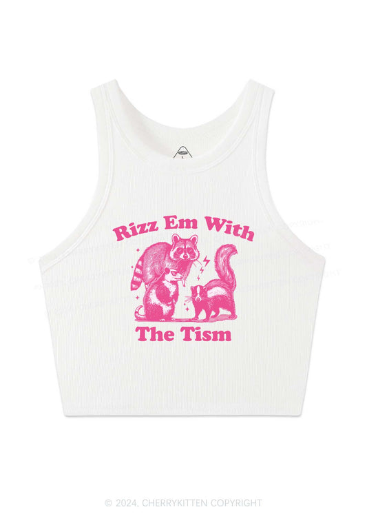 Rizz Em The Tism Y2K Crop Tank Top Cherrykitten