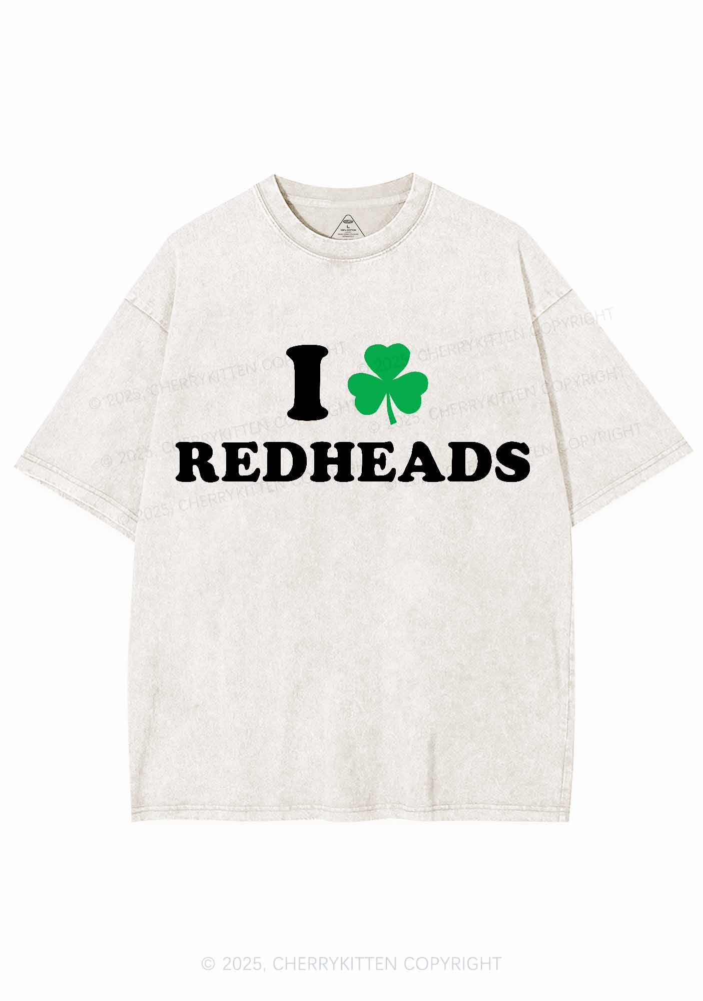 I Love Redheads St Patricks Y2K Washed Tee Cherrykitten