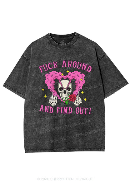 Halloween Fxxk Around Y2K Washed Tee Cherrykitten