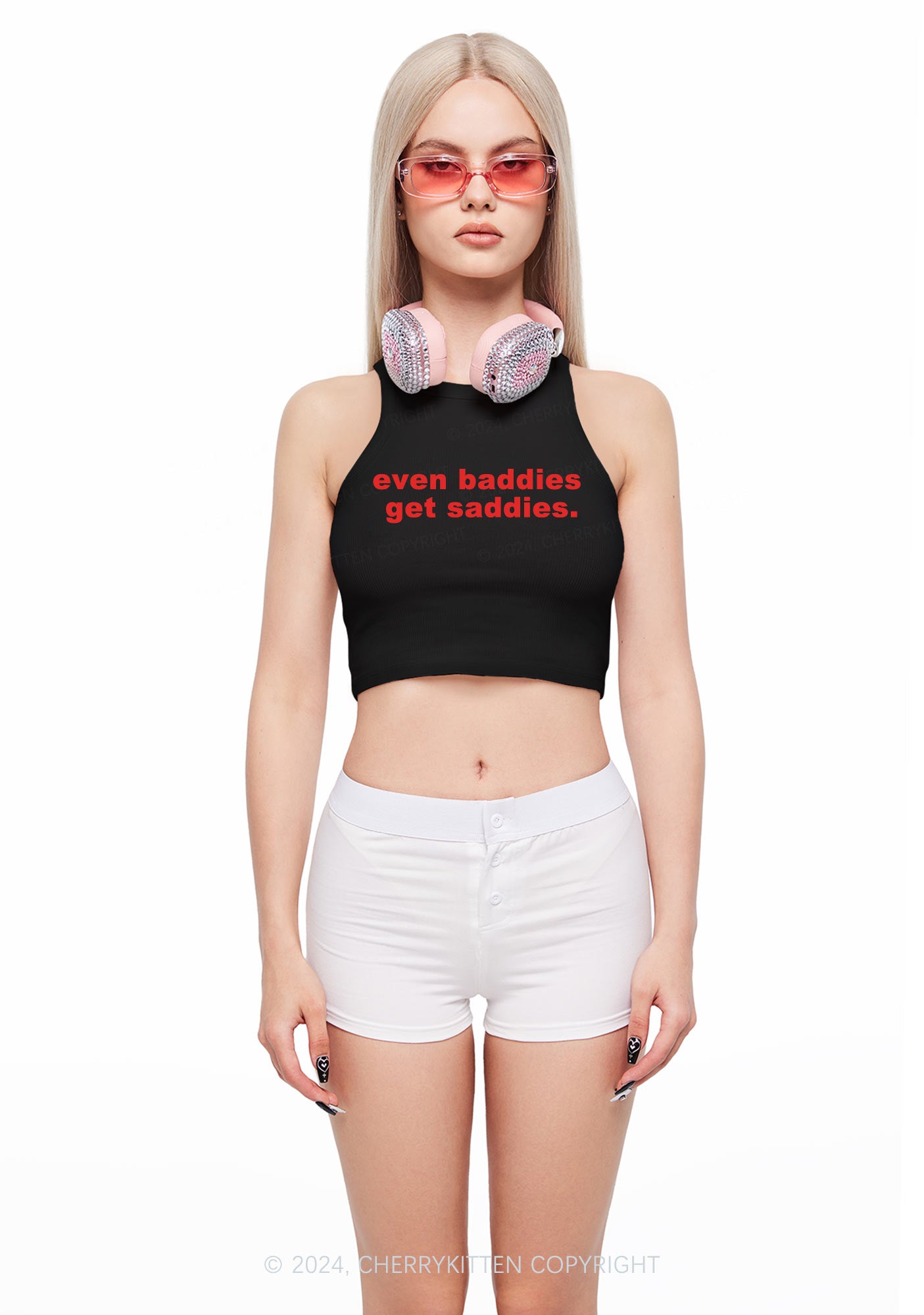 Baddies Saddies Y2K Crop Tank Top Cherrykitten