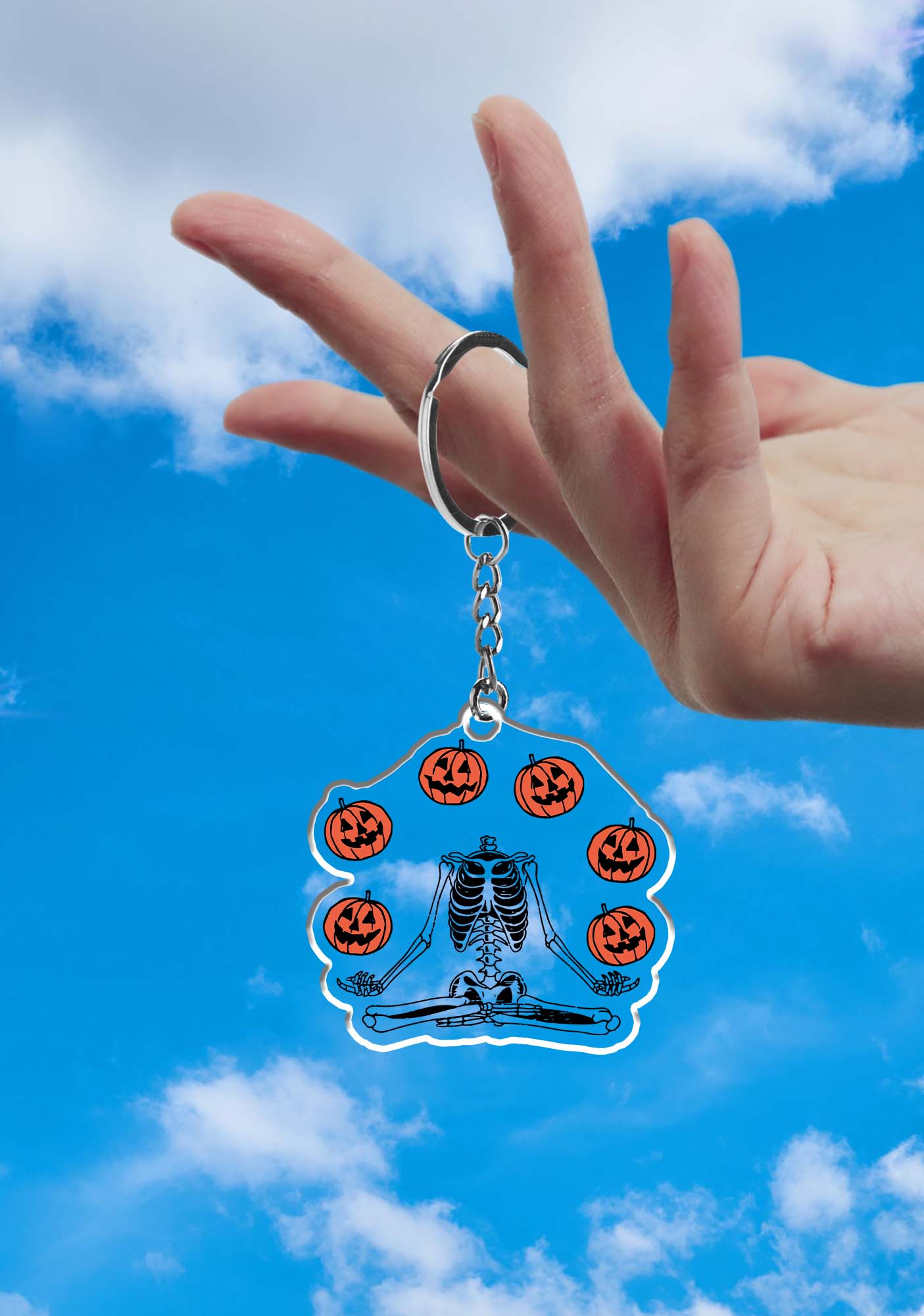 Halloween Pumpkin Head Skeleton 1Pc Y2K Keychain Cherrykitten