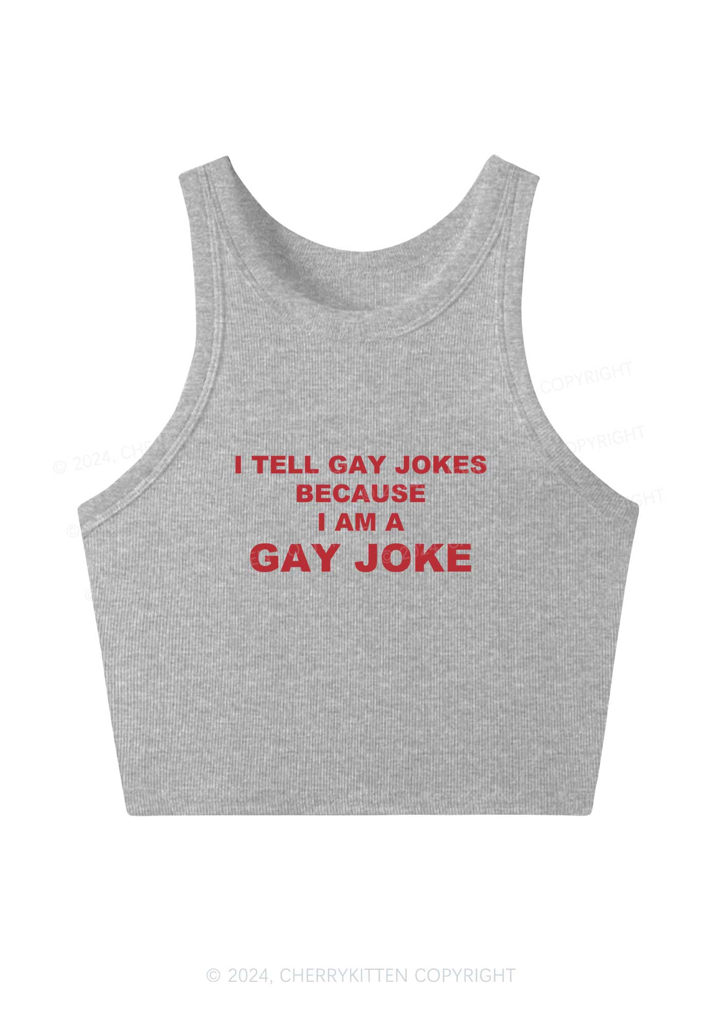 Gay Joke Y2K Crop Tank Top Cherrykitten