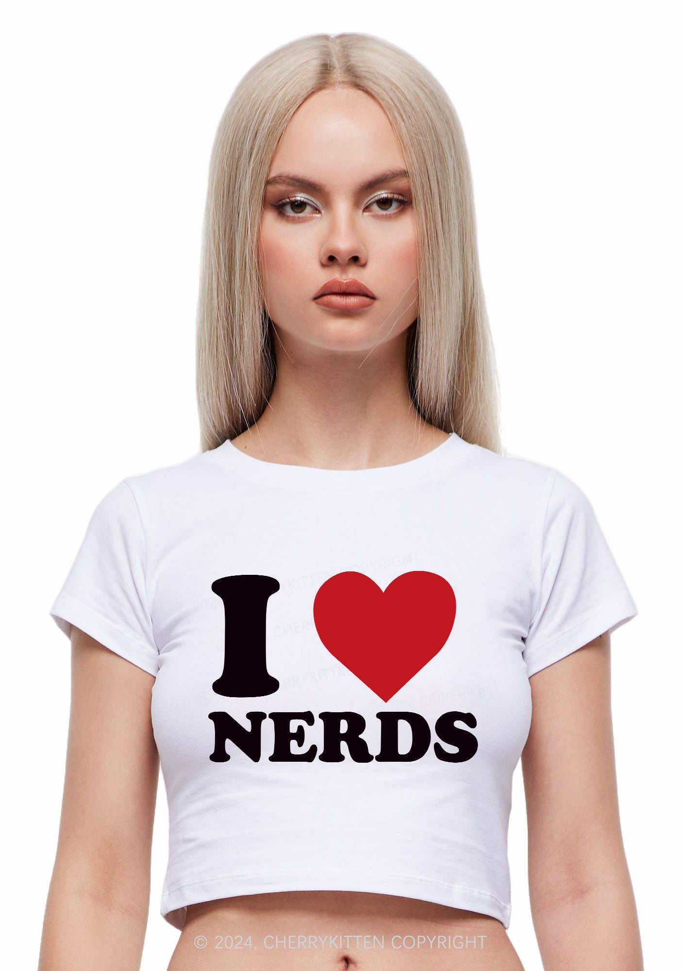 I Love Nerds Y2K Baby Tee