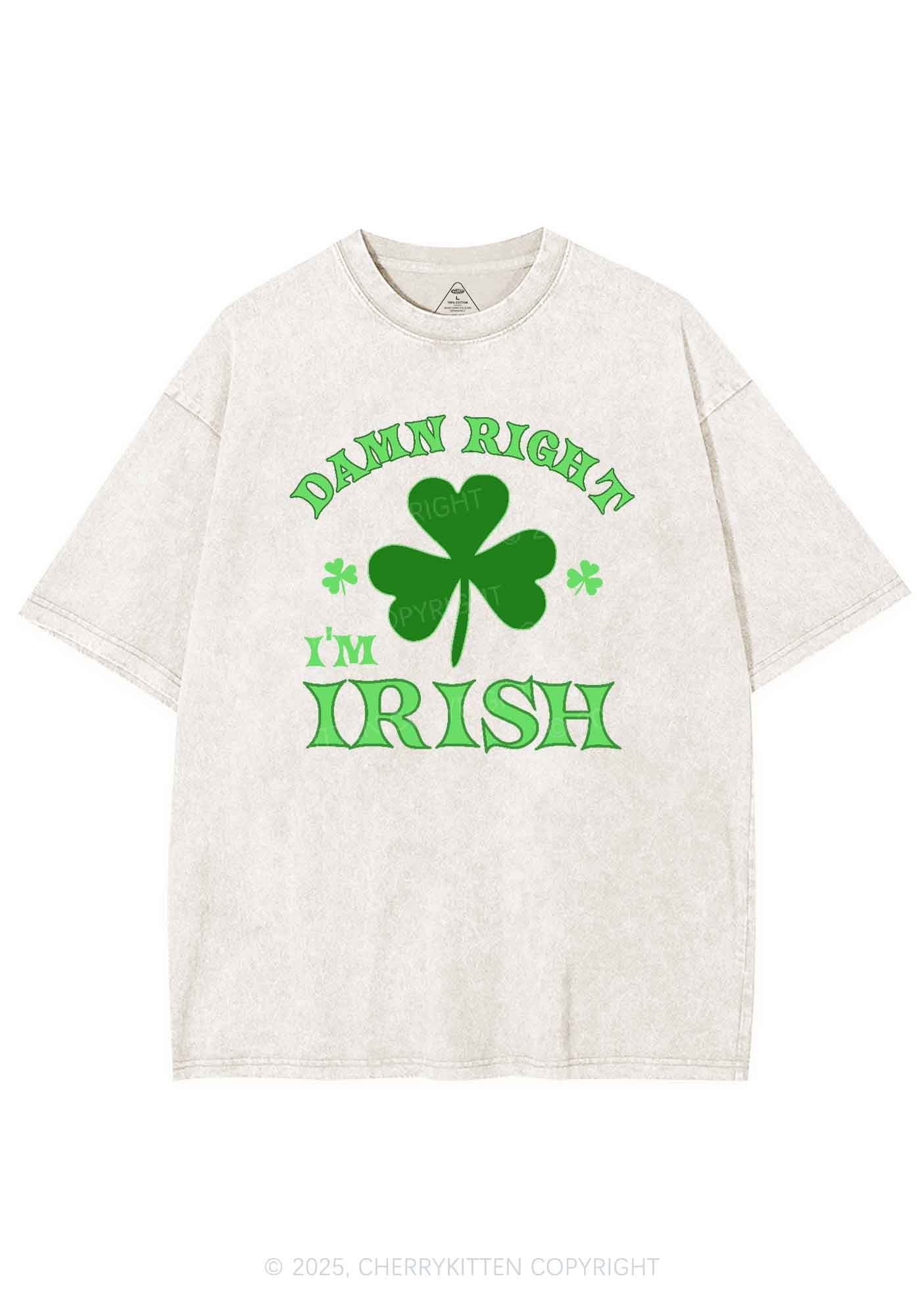 Damn Right Im Irish St Patricks Y2K Washed Tee Cherrykitten