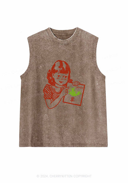 Green Grass Y2K Washed Tank Cherrykitten