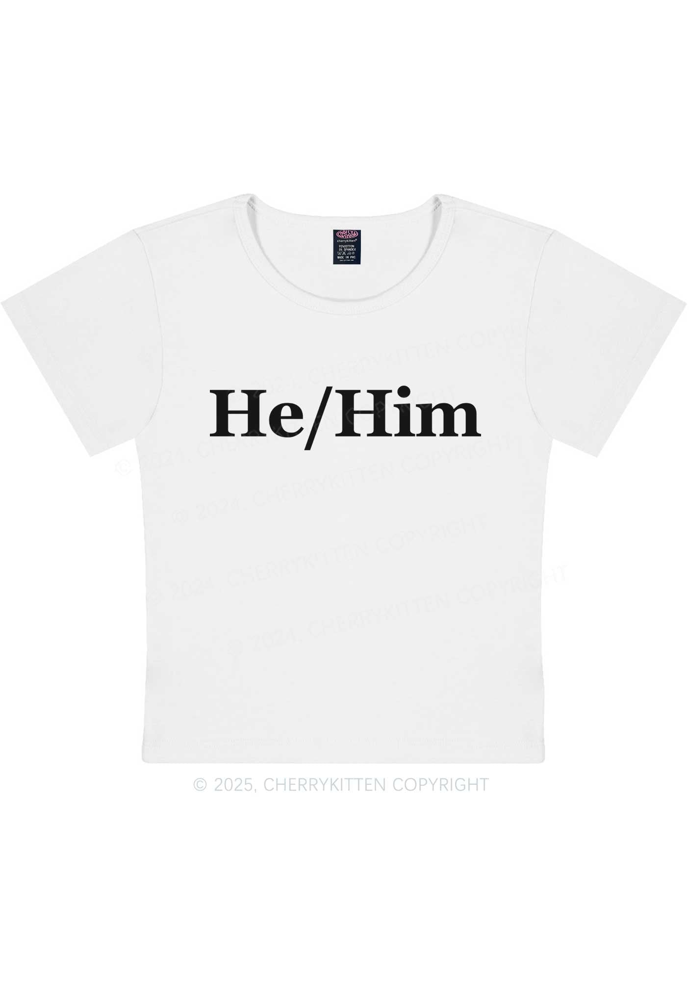 He Or Him Y2K Baby Tee Cherrykitten