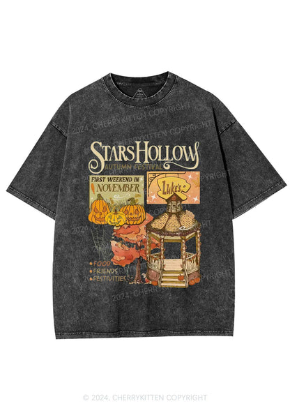 Halloween Stars Hollow Y2K Washed Tee Cherrykitten