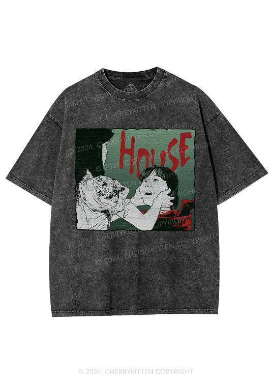 Halloween Blood House Y2K Washed Tee Cherrykitten