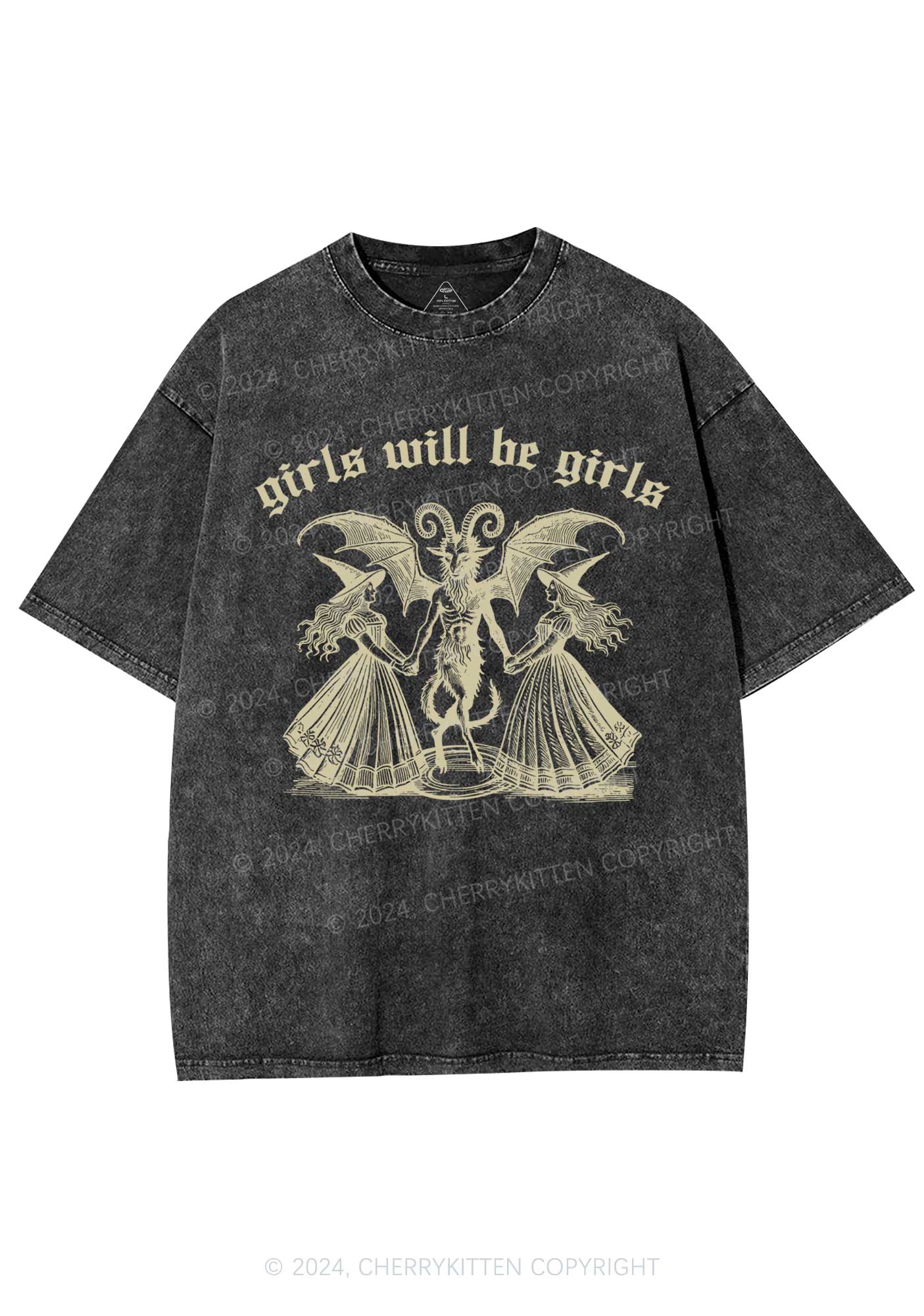 Halloween Girls Witch Y2K Washed Tee Cherrykitten