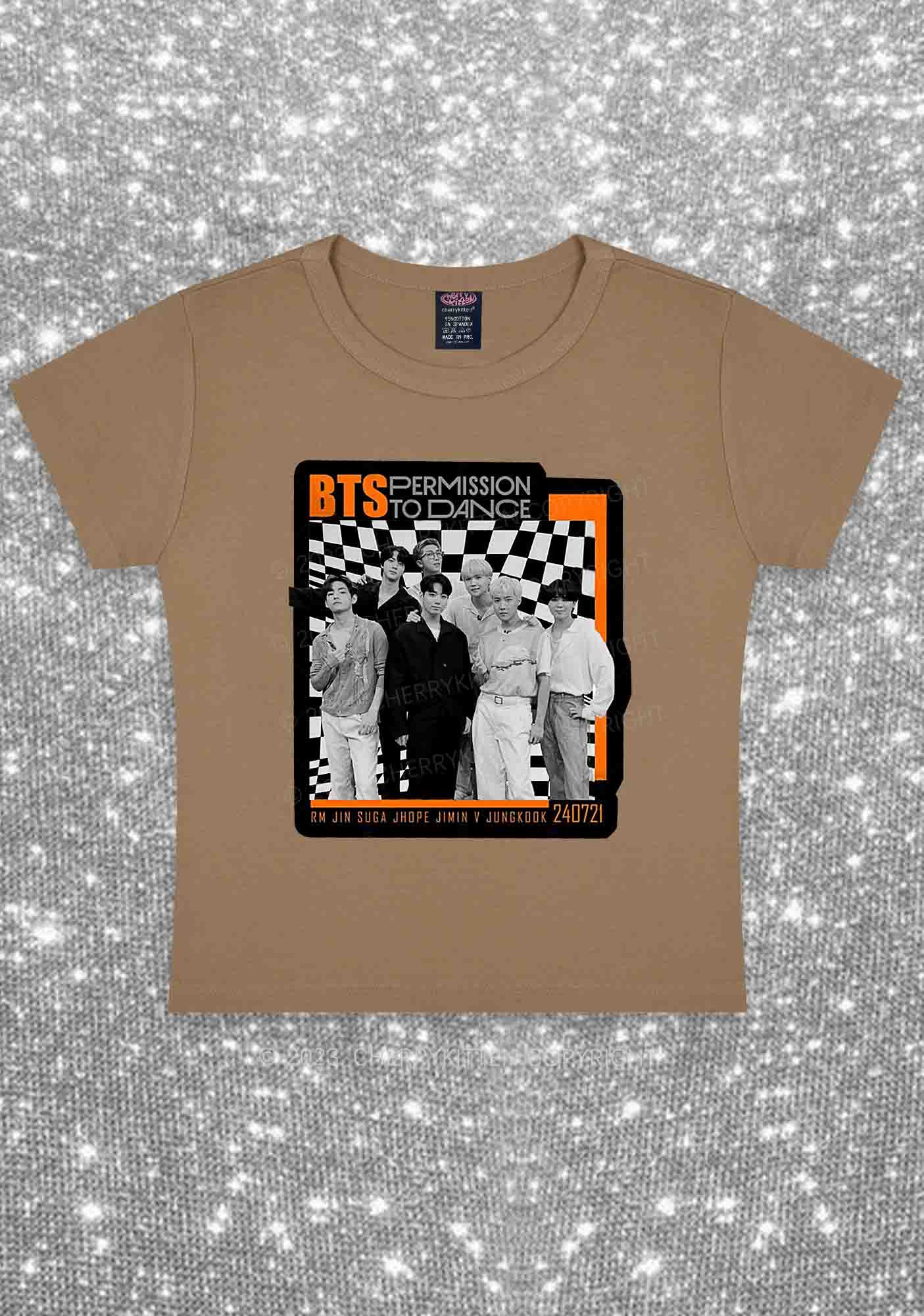 Permission To Dance Bangtan Kpop Y2K Baby Tee Cherrykitten