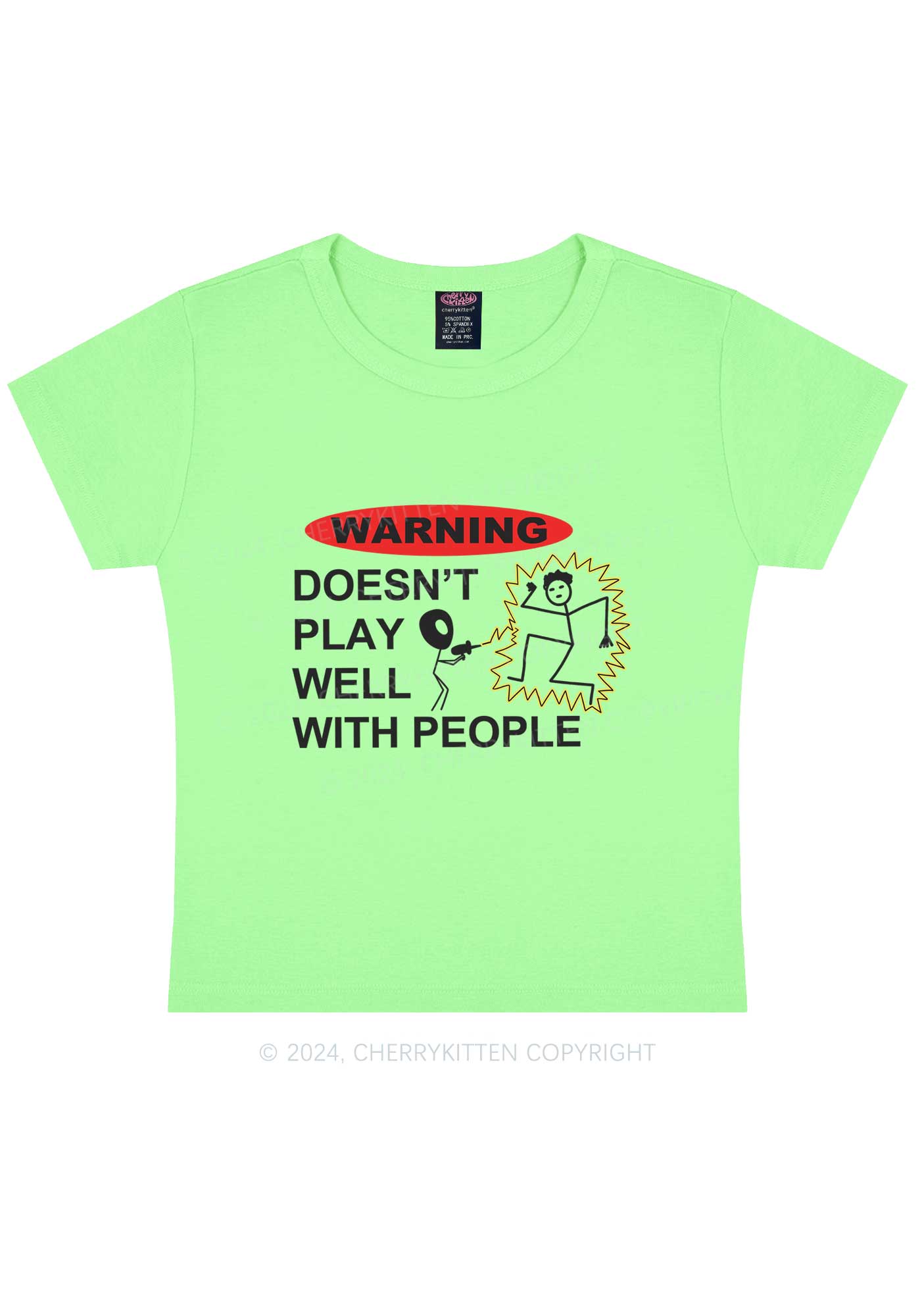 Play Warning Y2K Baby Tee Cherrykitten