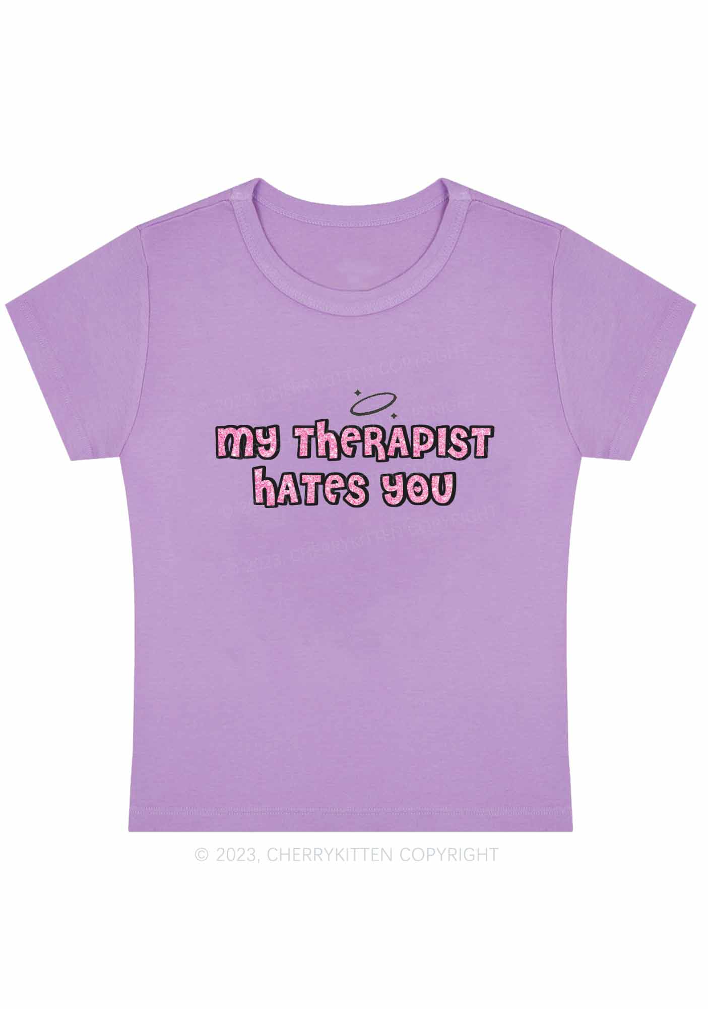 My Therapist Hates You Halo Y2K Baby Tee Cherrykitten