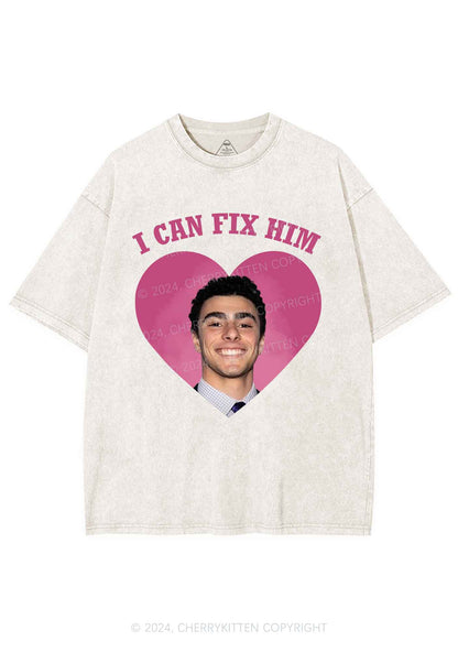 Fix Him Luigi Heart Y2K Washed Tee Cherrykitten