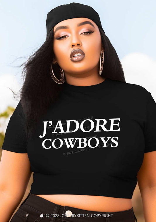 Curvy J'adore Cowboys Baby Tee Cherrykitten