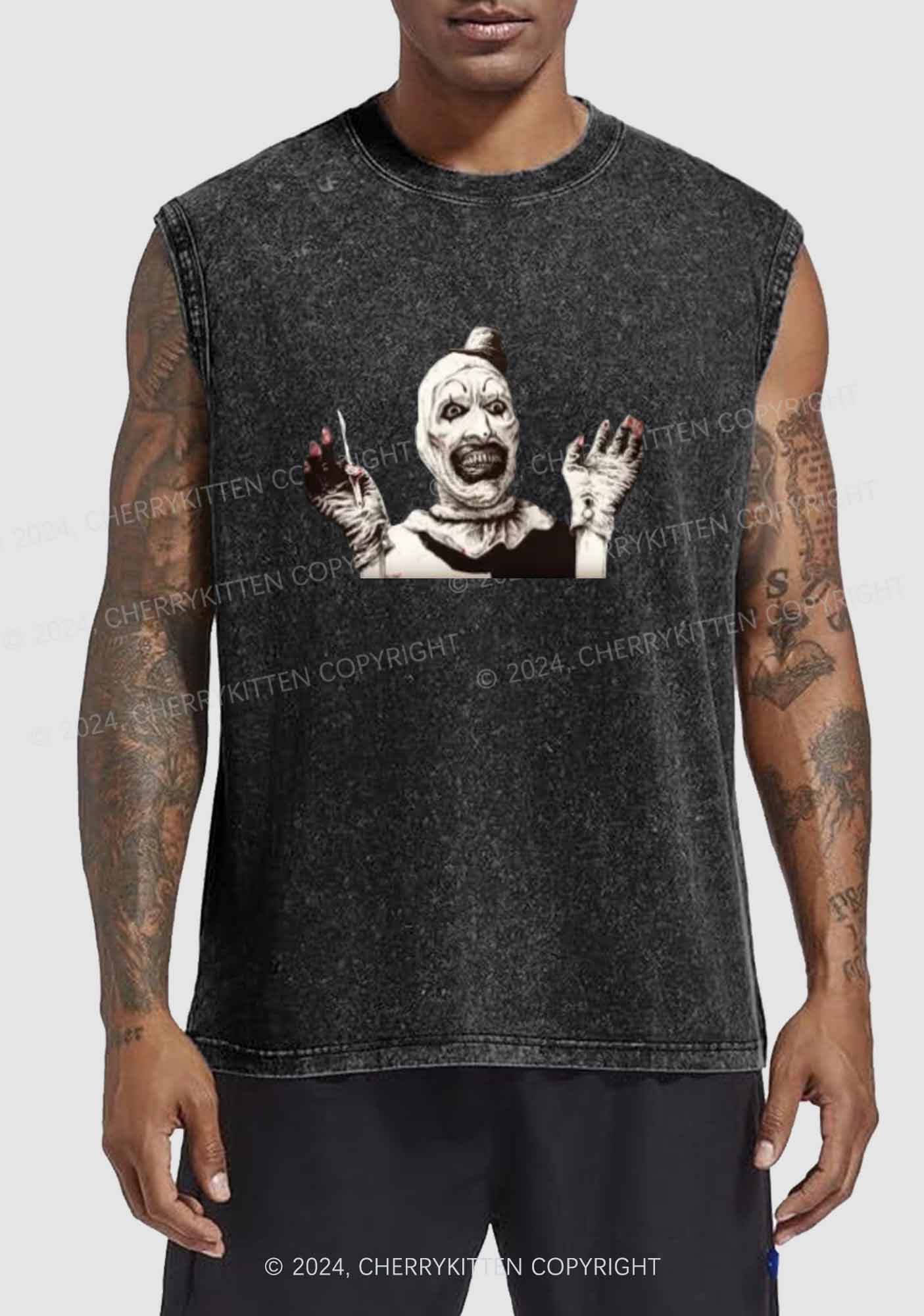 Halloween Terrifier Clown Y2K Washed Tank Cherrykitten