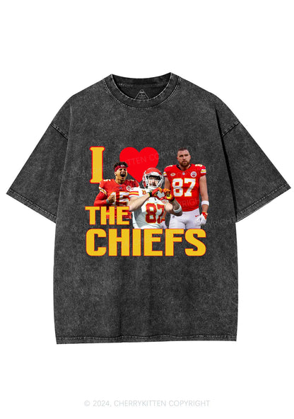 Custom I Love Chiefs Y2K Super Bowl Washed Tee Cherrykitten