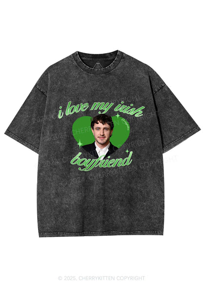 Love My Irish Boyfriend St Patricks Y2K Washed Tee Cherrykitten