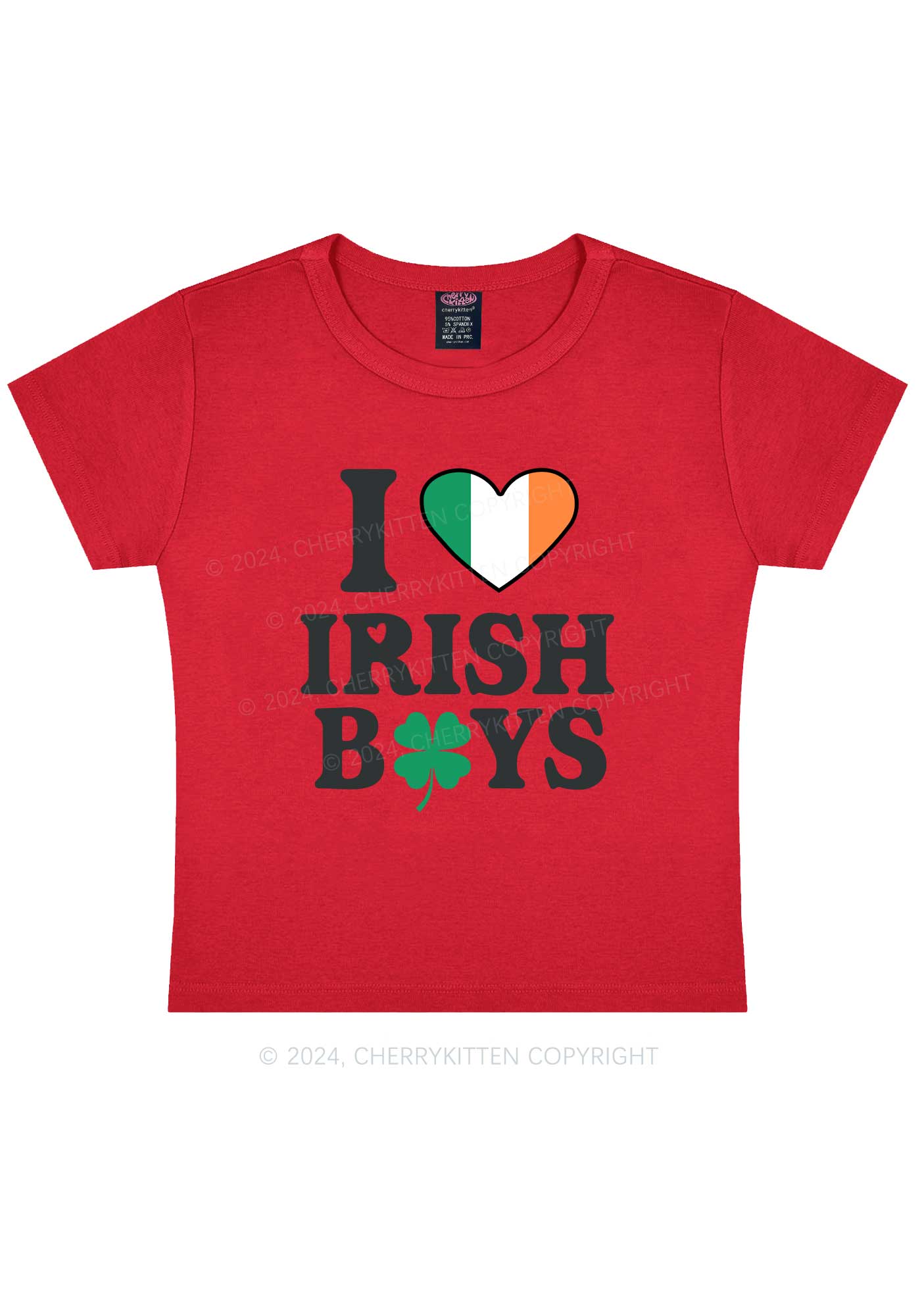 Irish Boy Shamrock St Patricks Y2K Baby Tee Cherrykitten