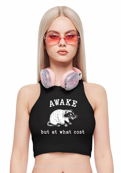 Awake But At What Cost Y2K Crop Tank Top Cherrykitten