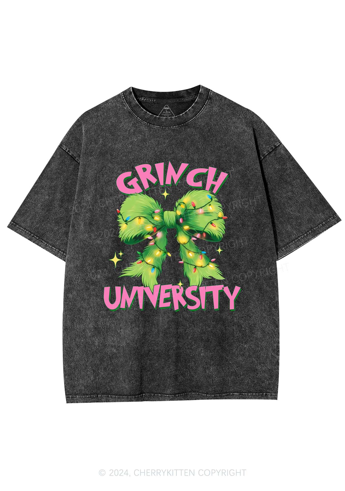 Christmas Green University Y2K Washed Tee Cherrykitten