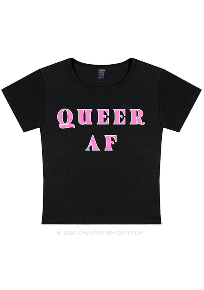 Curvy Queer AF Y2K Baby Tee Cherrykitten