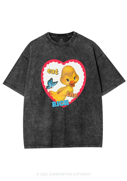 Eat The Rich Duck Y2K Washed Tee Cherrykitten