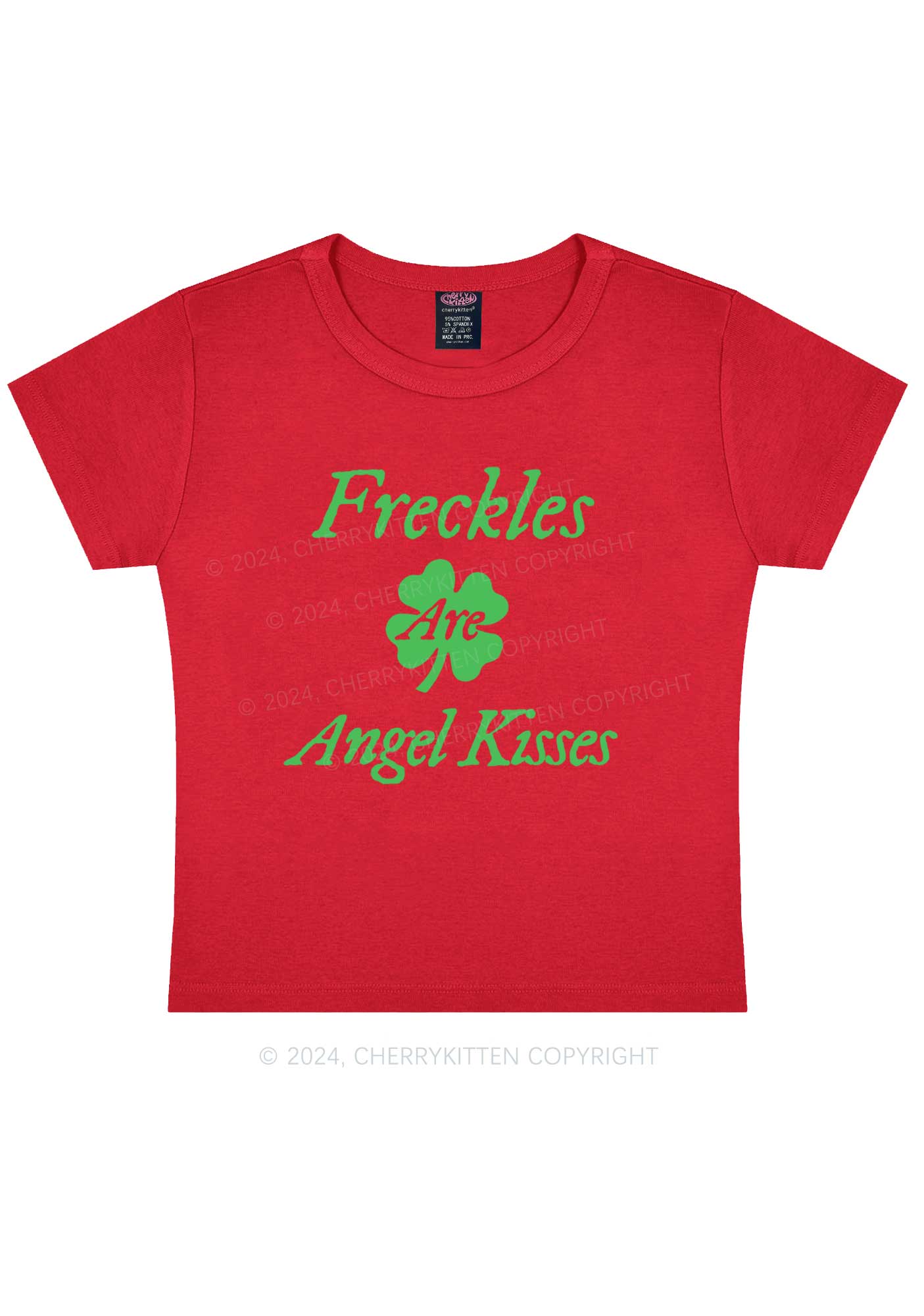 Freckles Are Angel Kisses St Patricks Y2K Baby Tee Cherrykitten