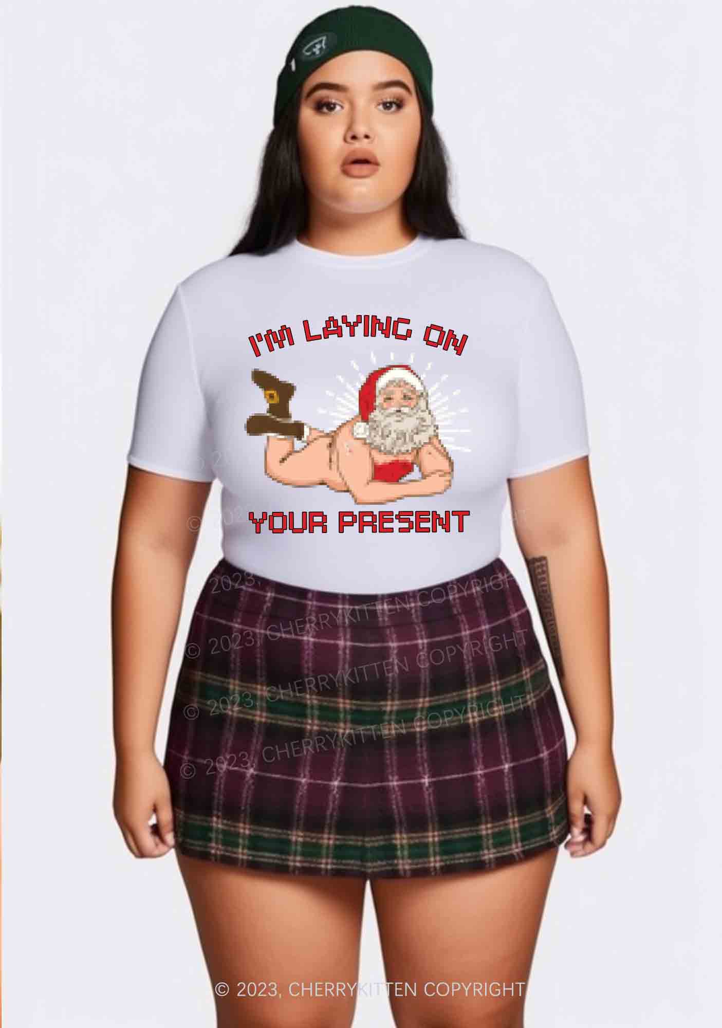 I'm Laying On Your Present Christmas Y2K Baby Tee Cherrykitten