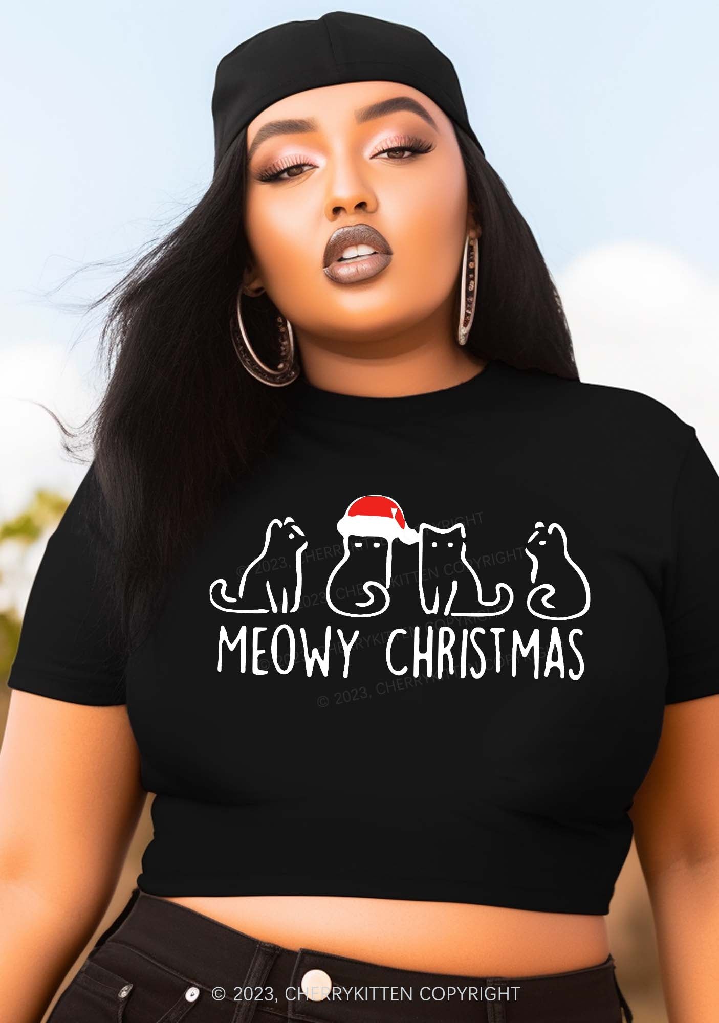 Meowy Christmas Baby Tee Cherrykitten