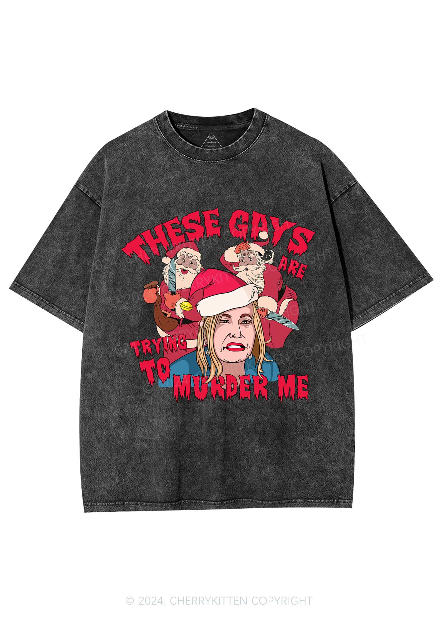 Christmas Gays Murder Me Y2K Washed Tee Cherrykitten