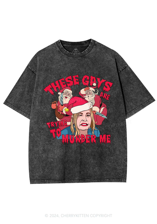 Christmas Gays Murder Me Y2K Washed Tee Cherrykitten