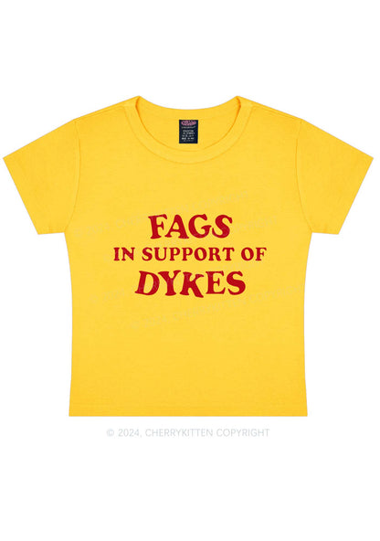 Fags Dykes Y2K Baby Tee Cherrykitten