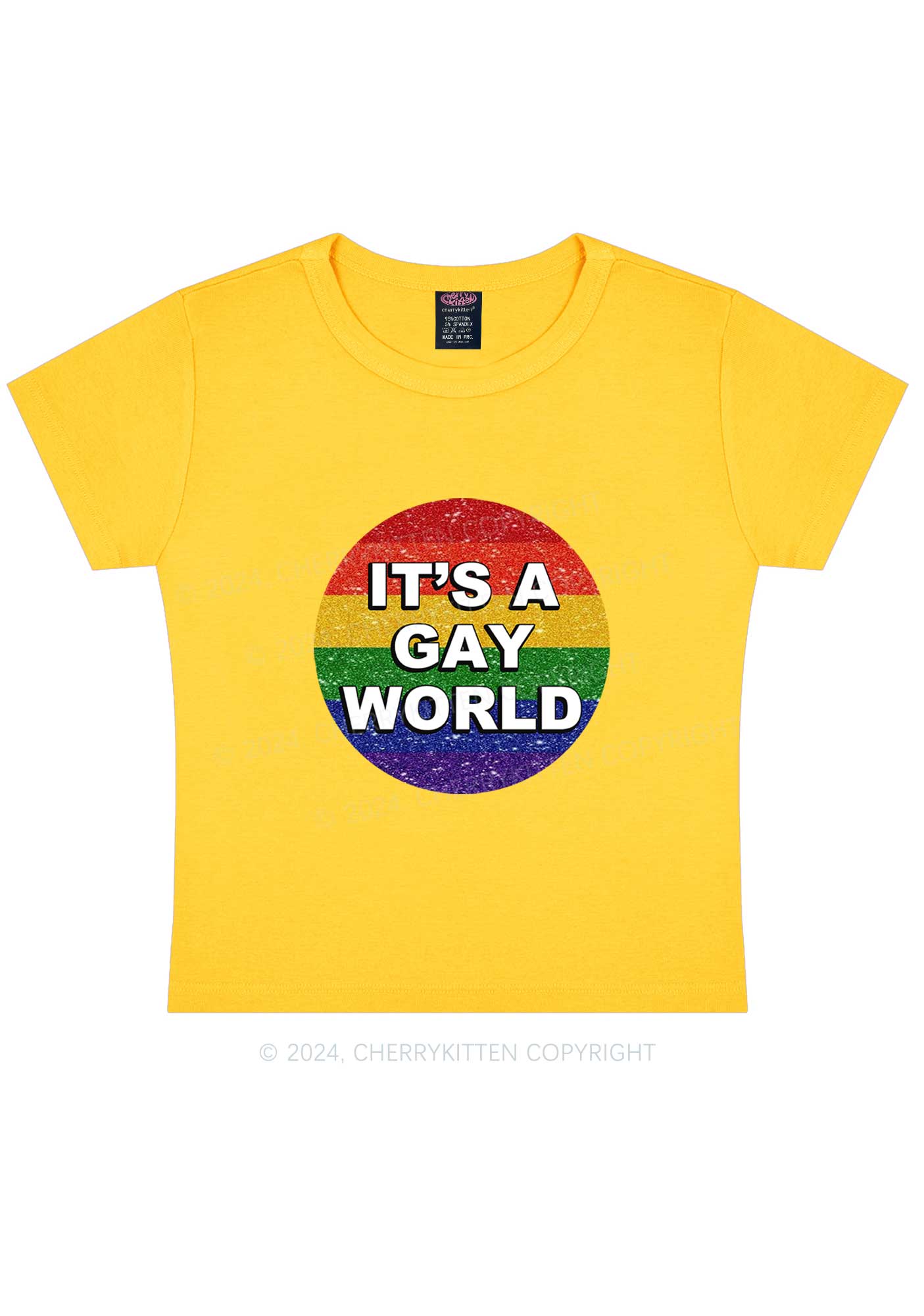 It's A Gay World Y2K Baby Tee Cherrykitten