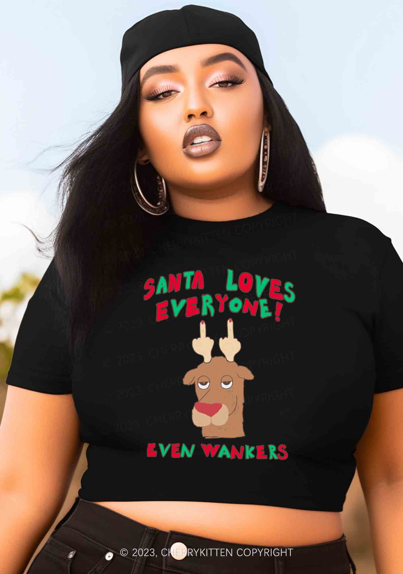 Santa Loves Everyone Christmas Y2K Baby Tee Cherrykitten