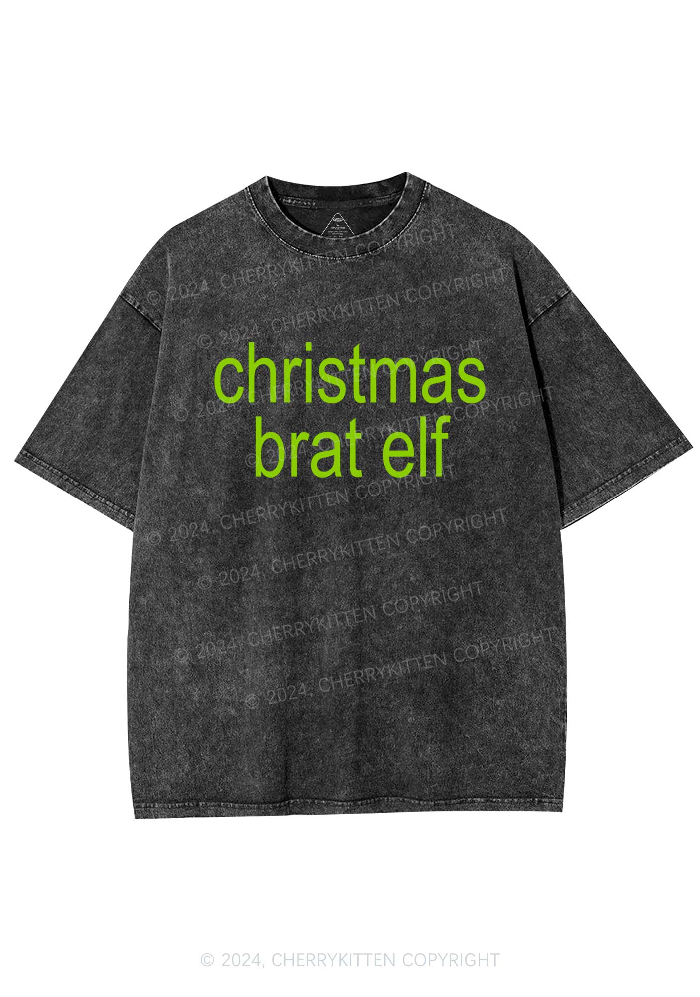 Christmas Brat Elf Y2K Washed Tee Cherrykitten