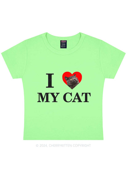 I Love My Cat Custom Photo Y2K Baby Tee Cherrykitten