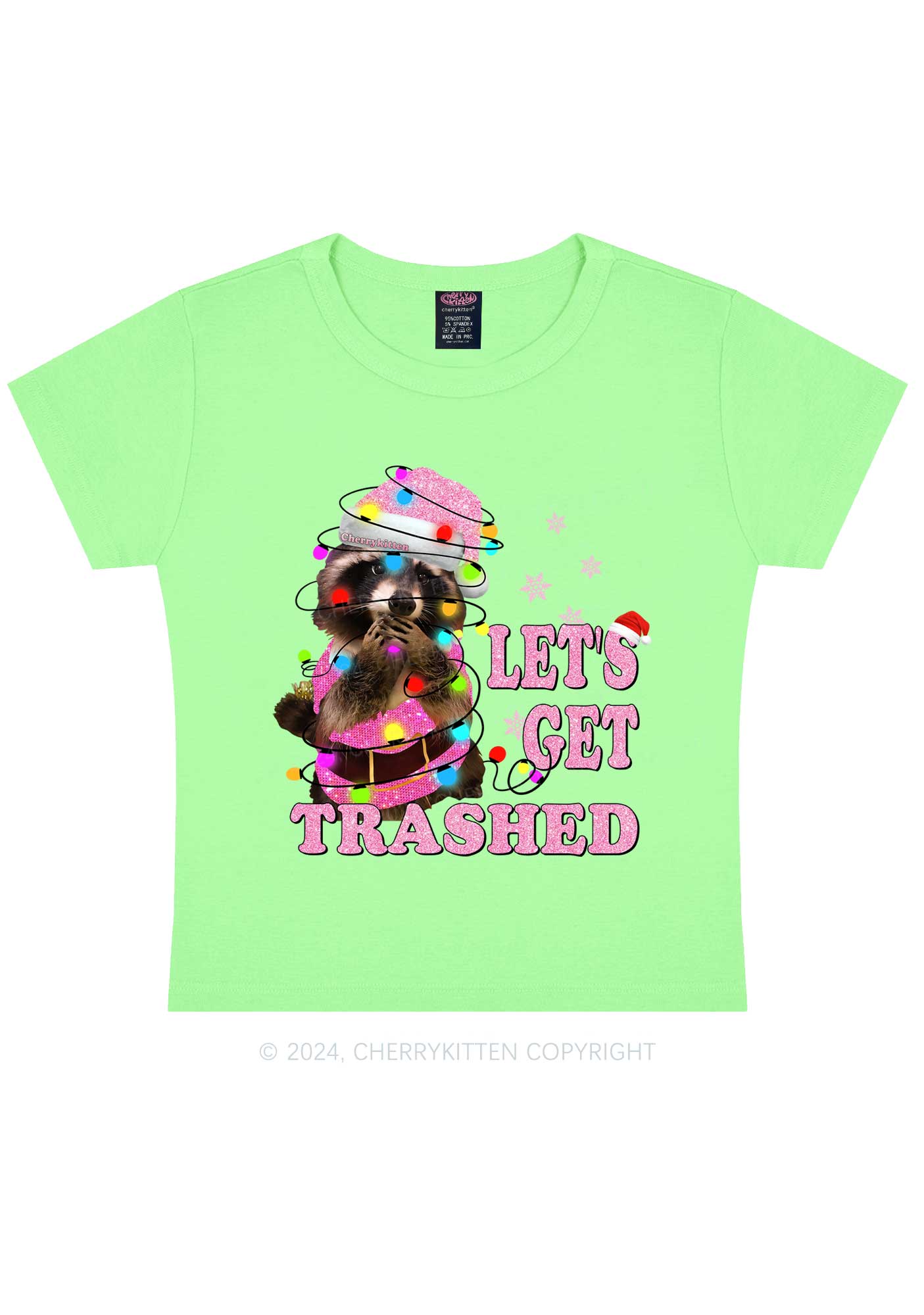 Christmas Let's Get Trashed Y2K Baby Tee Cherrykitten