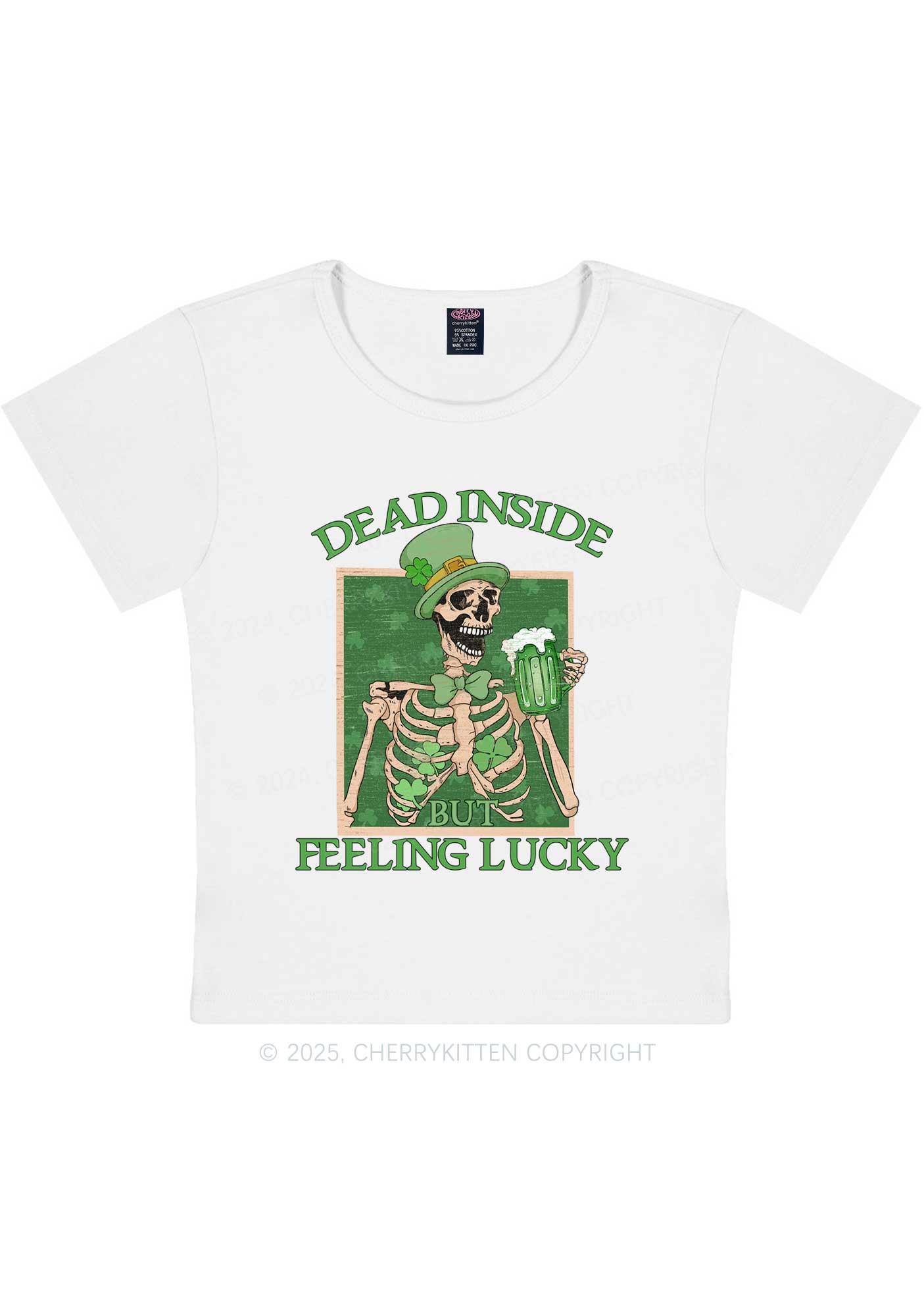 Feeling Lucky St Patricks Y2K Baby Tee Cherrykitten