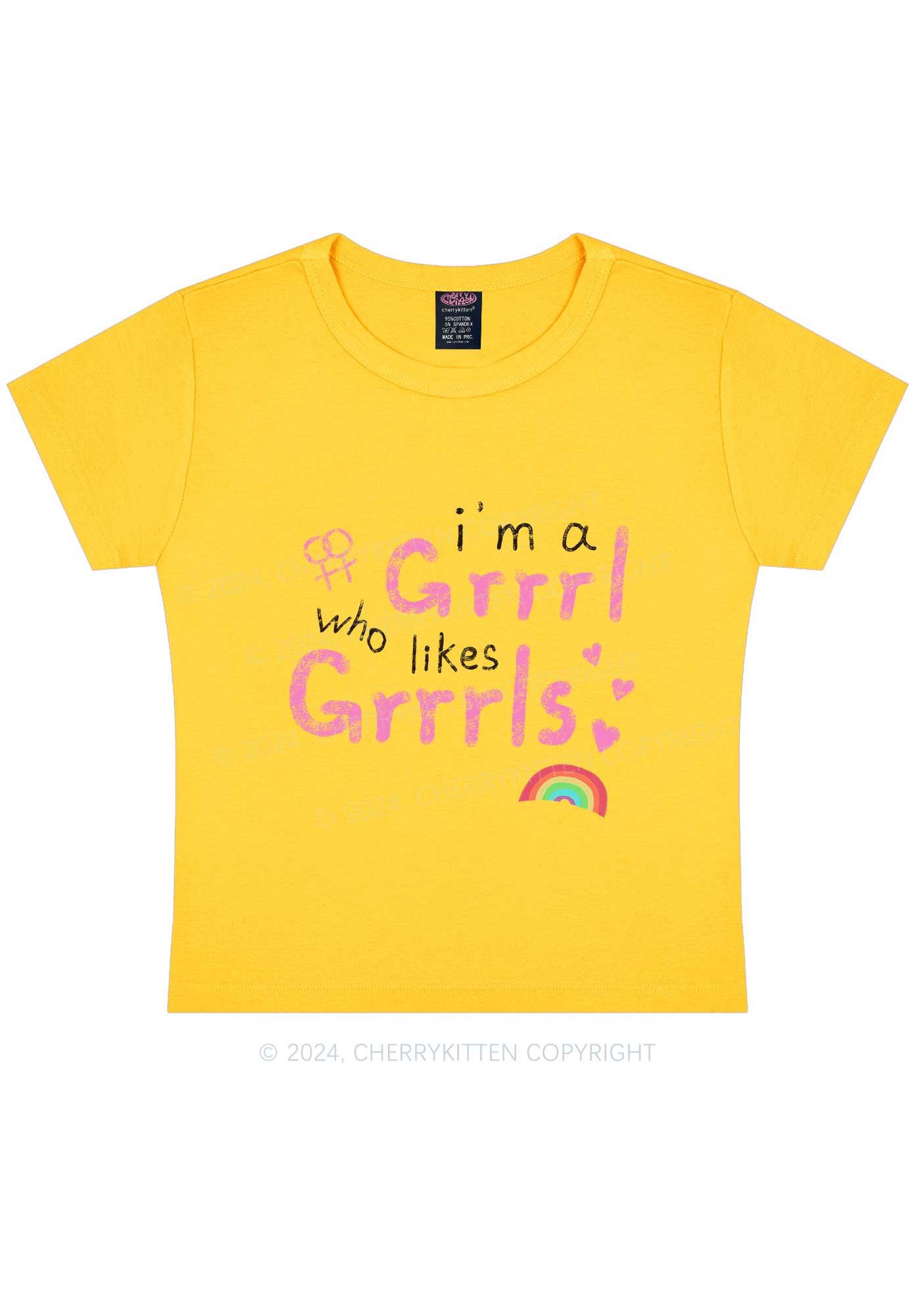 Grrrl Likes Grrrls Y2K Baby Tee Cherrykitten