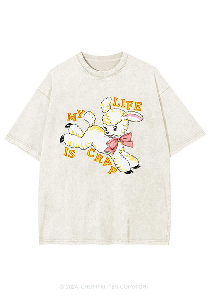 Life Is Crap Y2K Washed Tee Cherrykitten